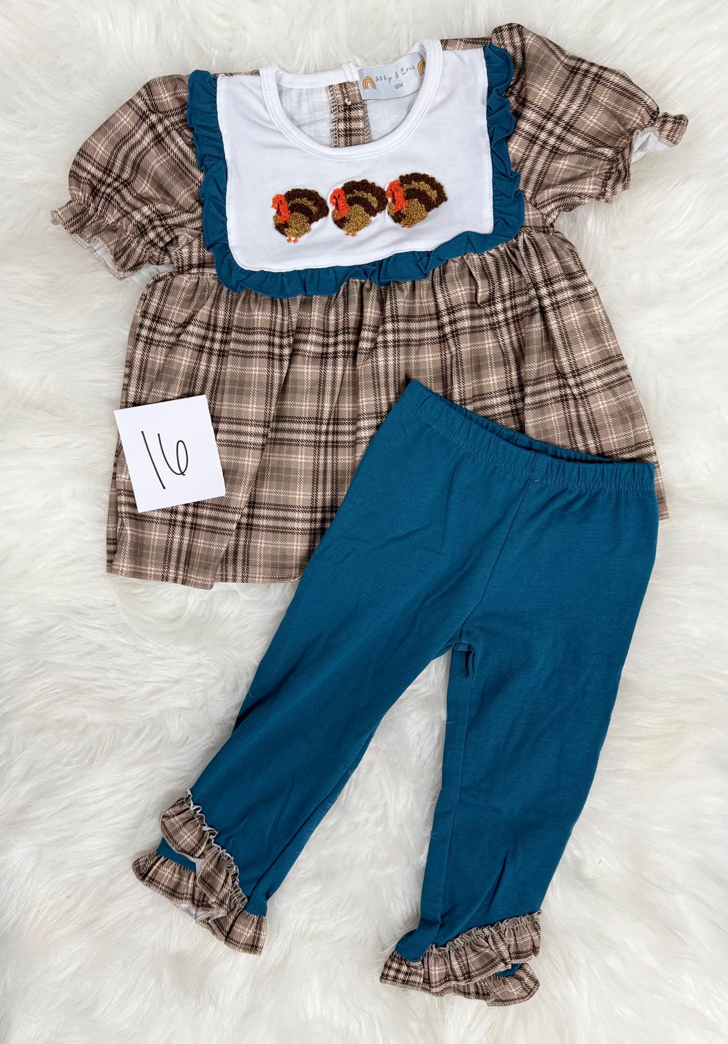 Blue Plaid Thanksgiving 2 Piece Set (#16)