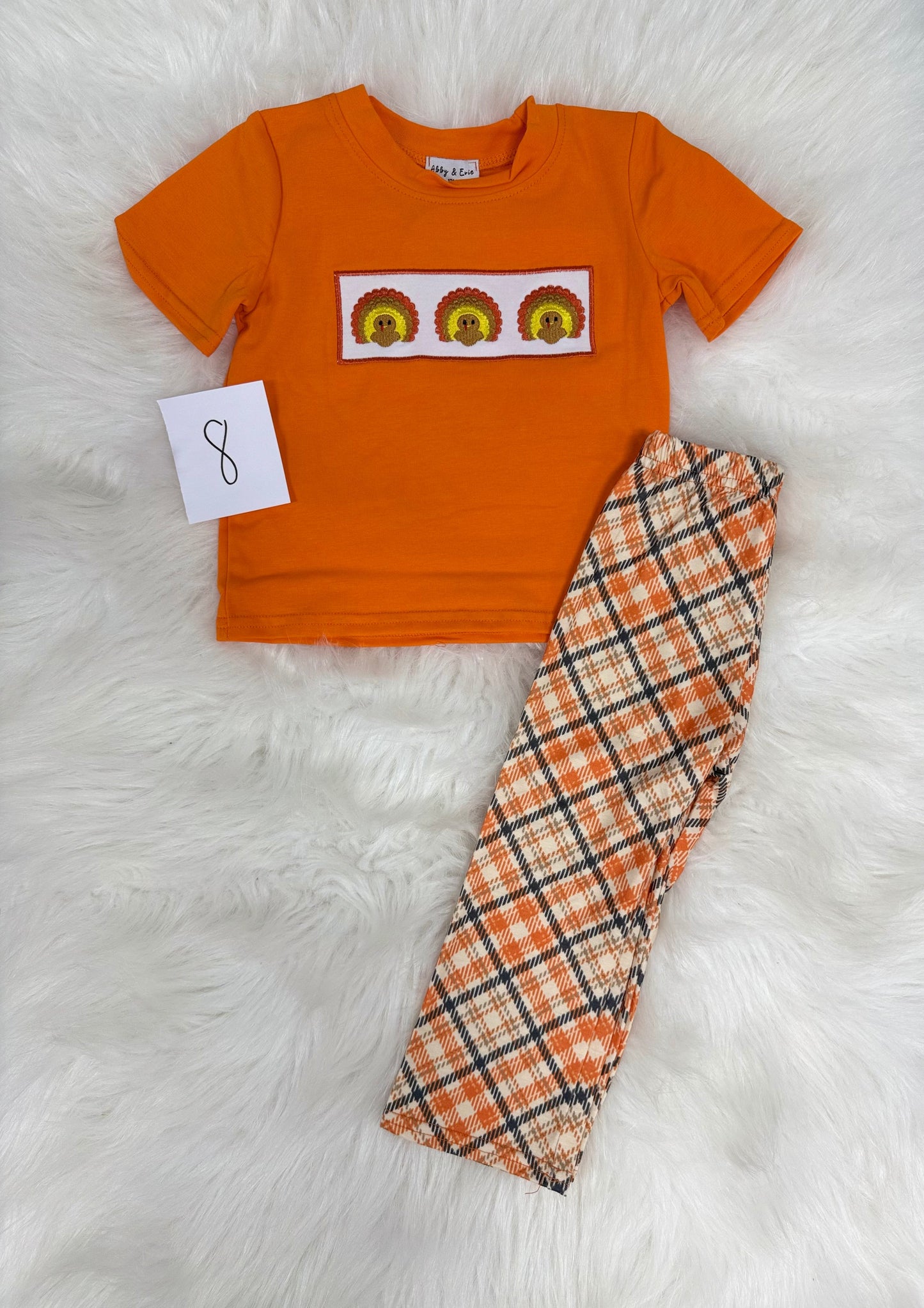 Orange Plaid Boy’s Fall Set (#8)