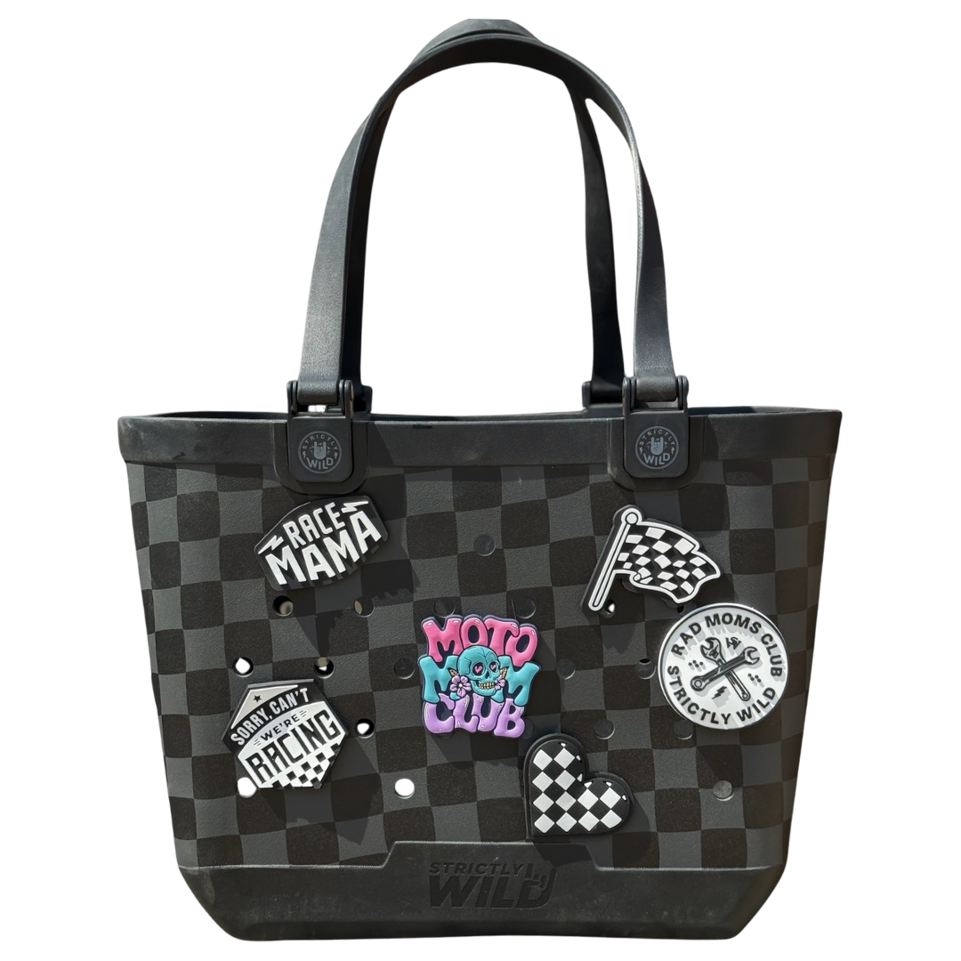 Sorry Can't We're Racing - Moto Tote Charm