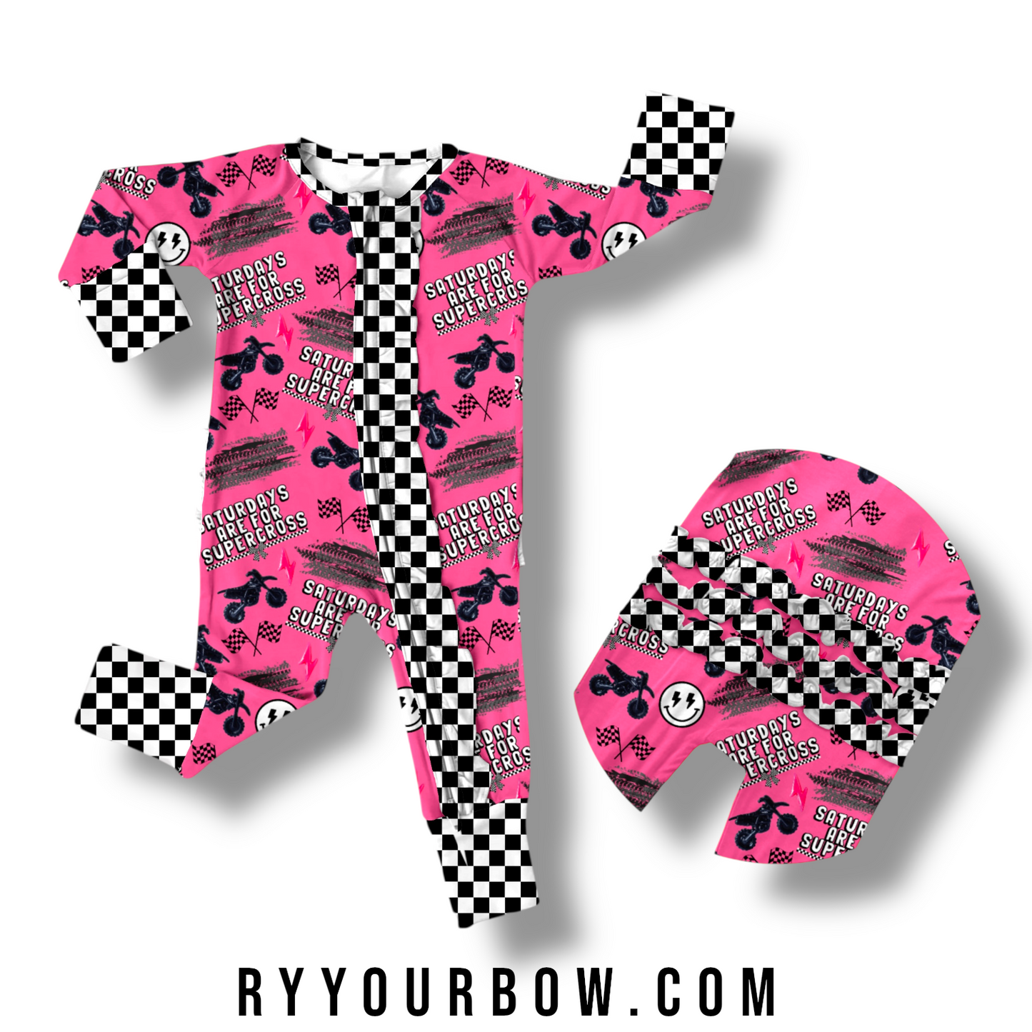 Saturdays Are For Supercross Pink Ruffled Zippy *PREORDER*