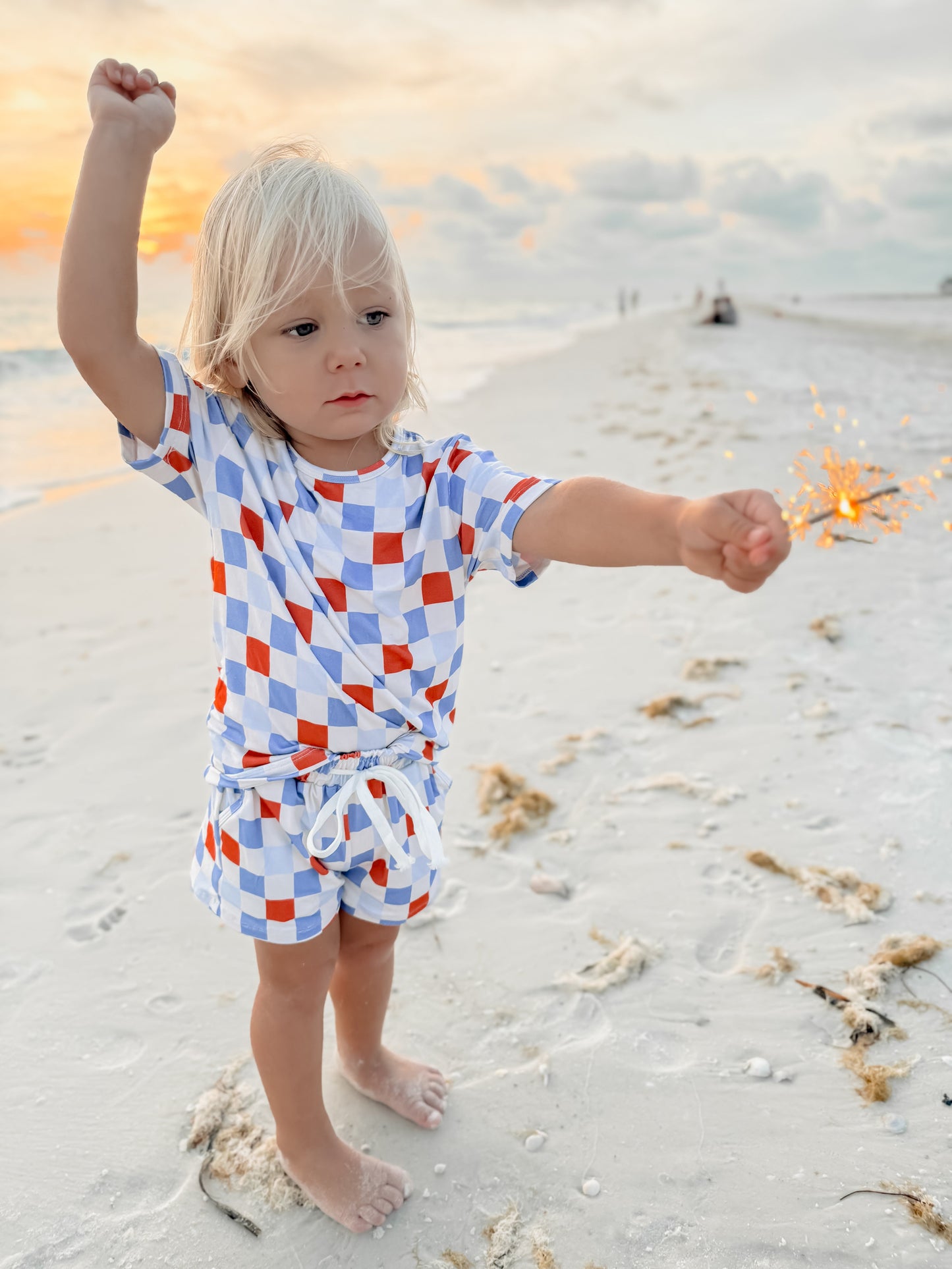 Checker- Red white + Blue bamboo set RTS