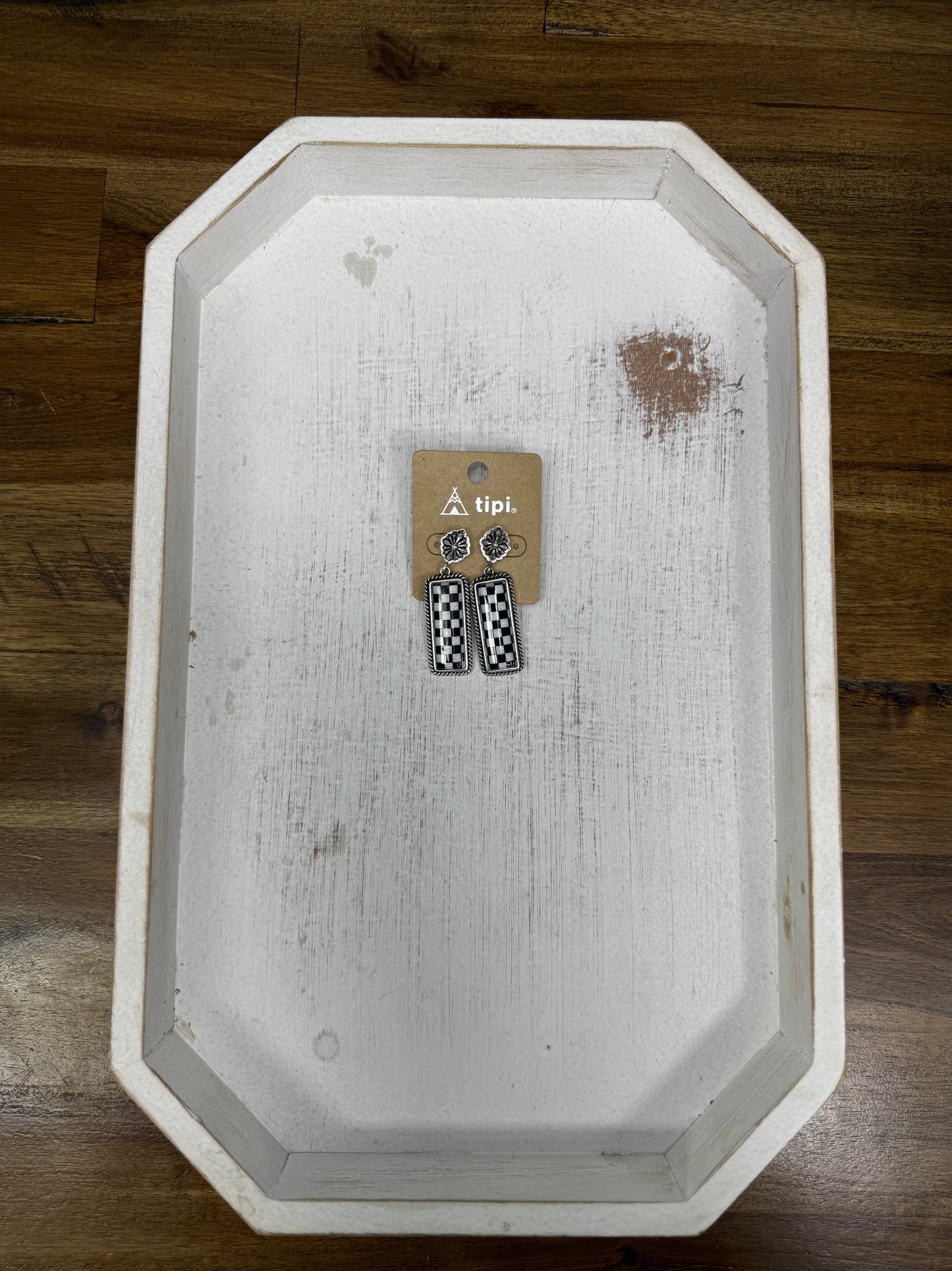 Checkered Bar Earrings (3 colors)