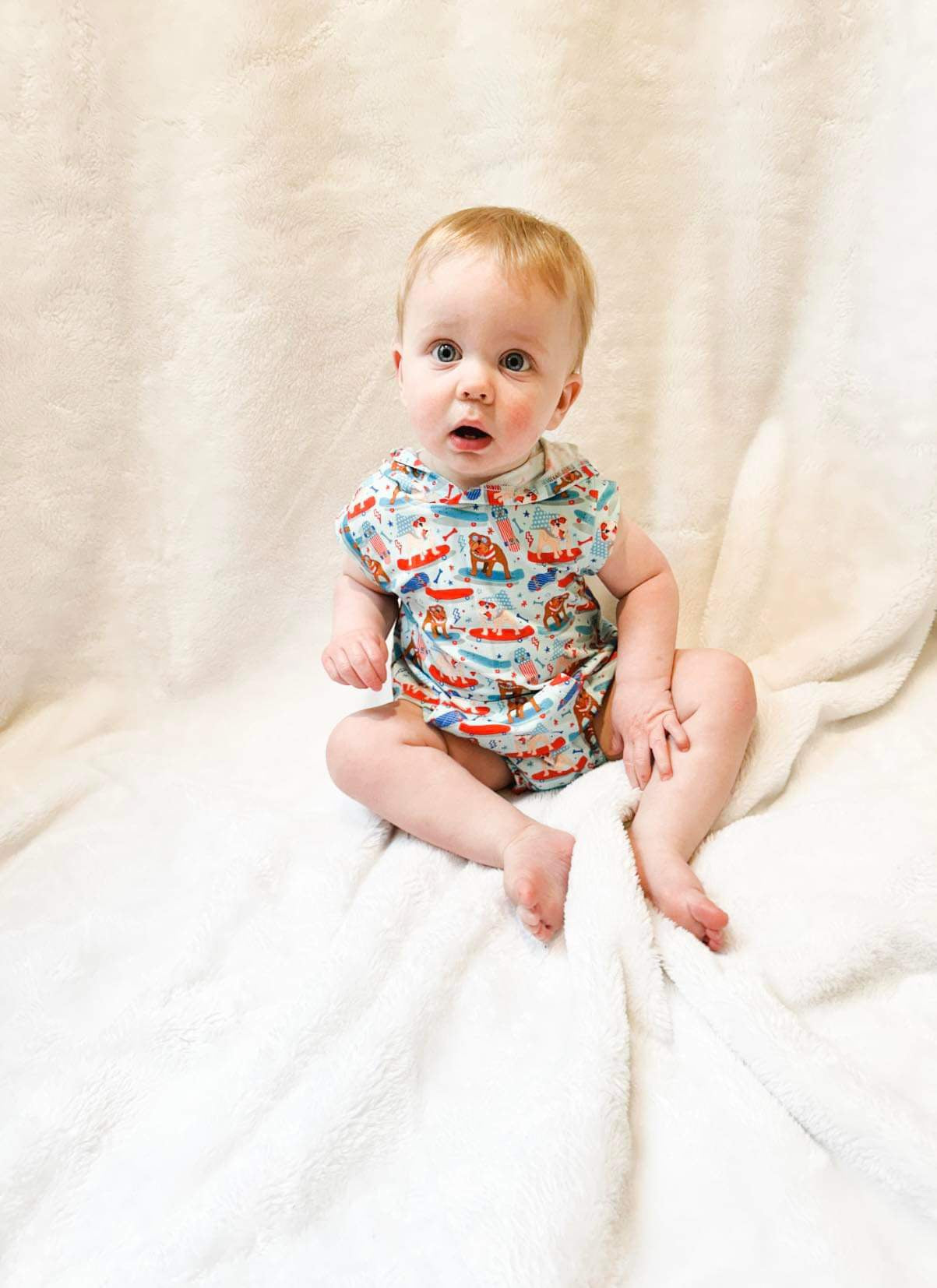 Patriotic Bulldogs Bamboo Hooded Romper