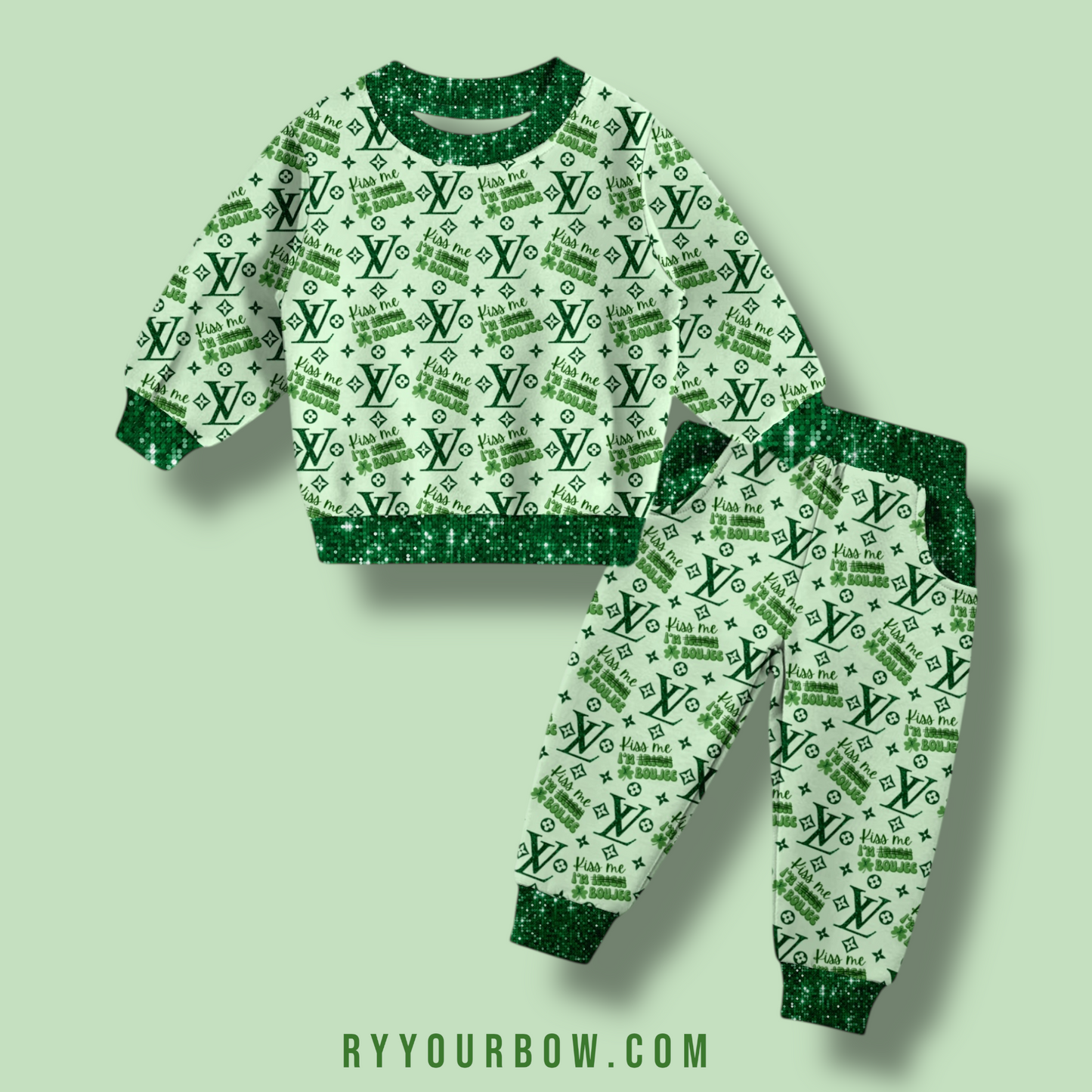 Kiss Me I'm Irish Sweatshirt + Joggers Set Bamboo Pre Order