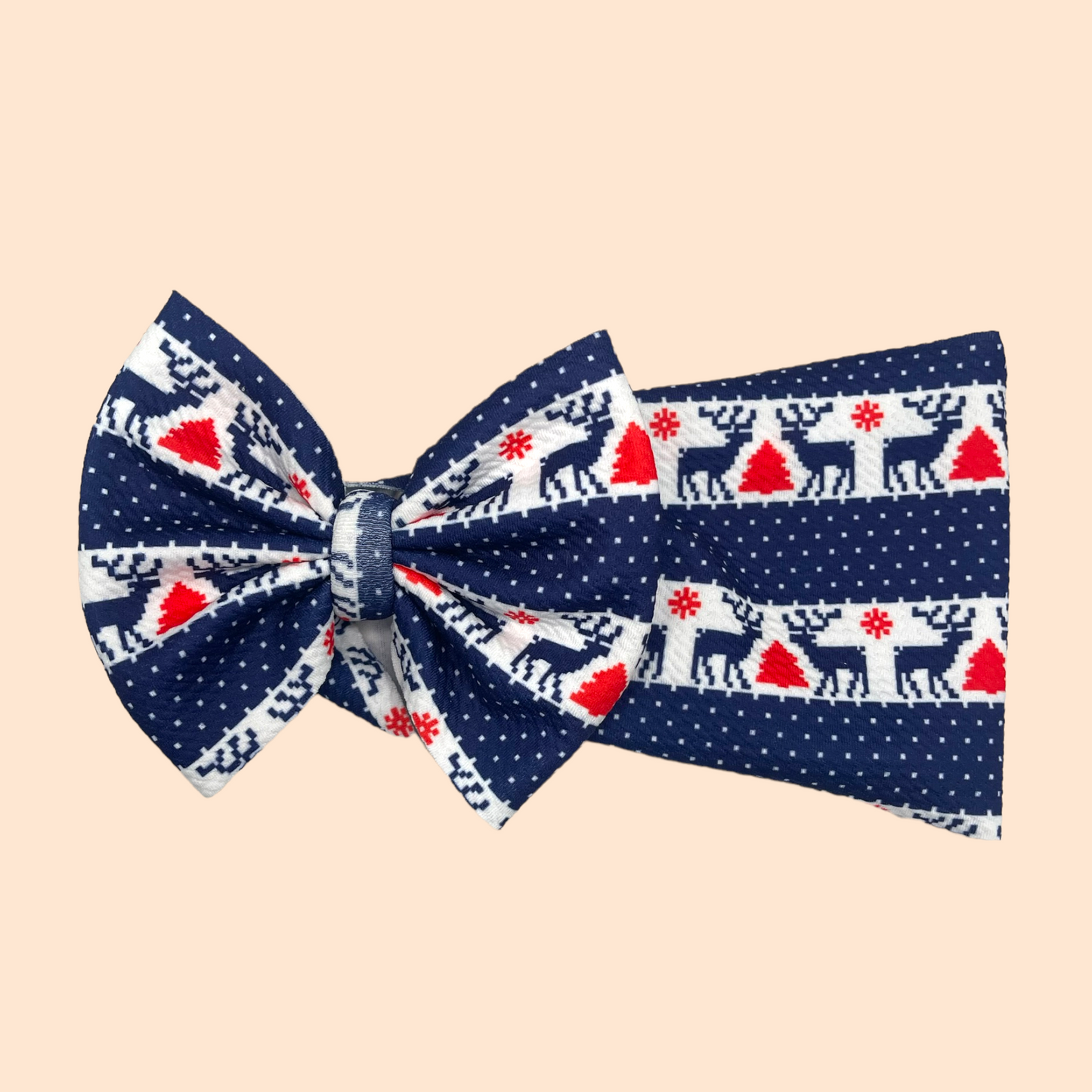 Navy Blue Reindeer Bow