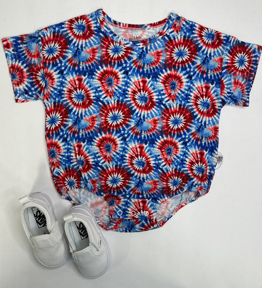 USA Tie Dye Oversized Bamboo Romper