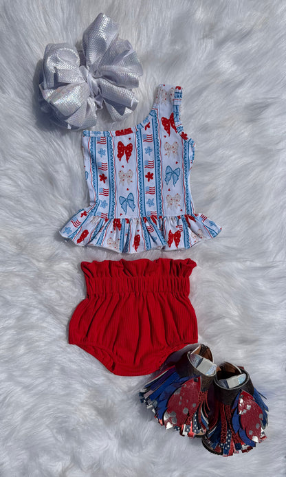 USA Bow Babe One Shoulder Top