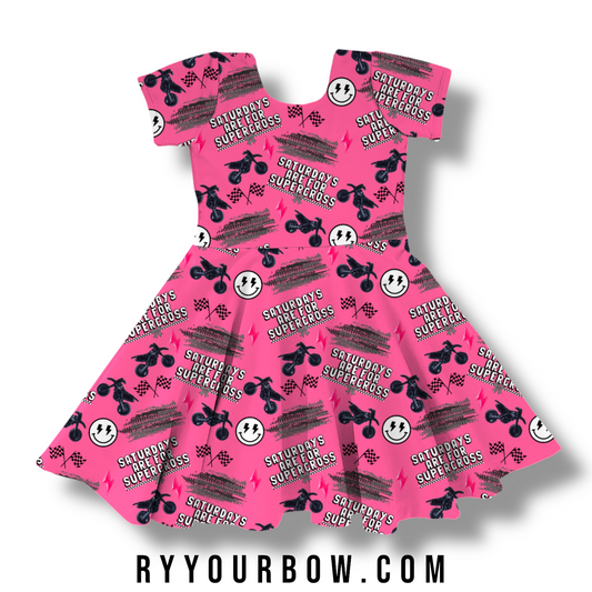 Saturdays Are For Supercross PINK Dress RTS