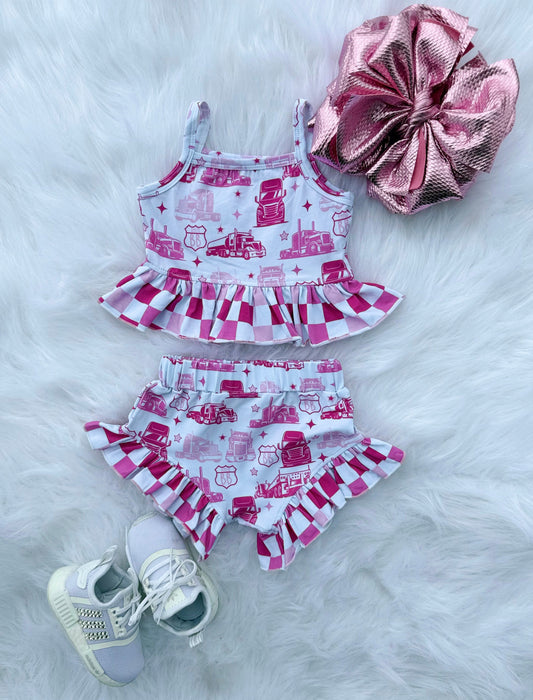 Pink Route BB Ruffled Set