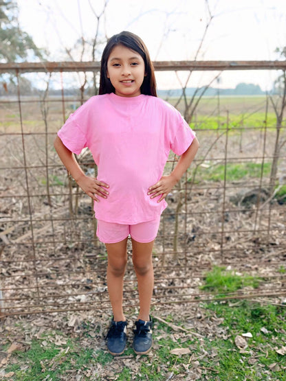 Kids pink short set