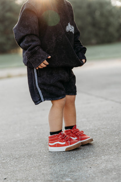 Black Acid Wash Shorts