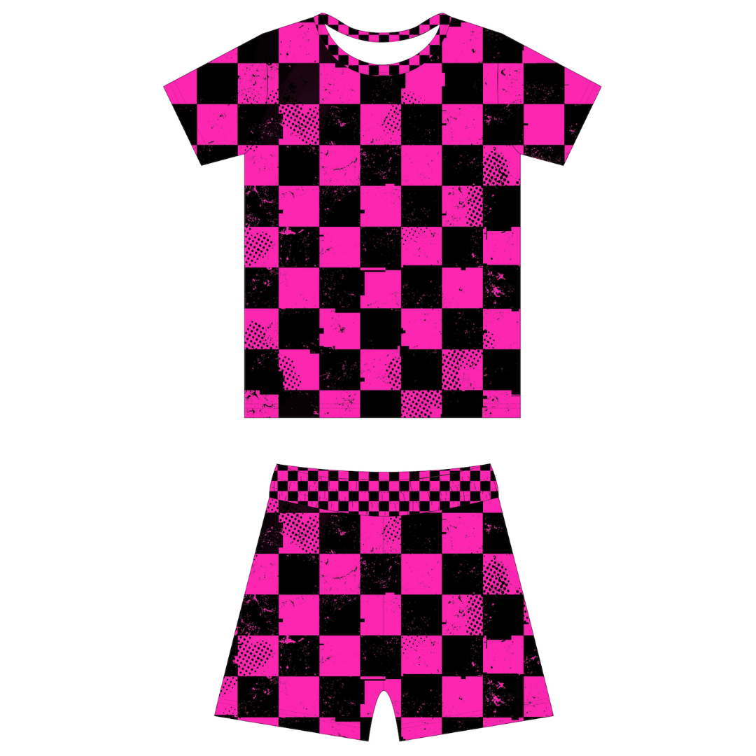 Pit Stop Pink 2 Piece Summer Pajamas