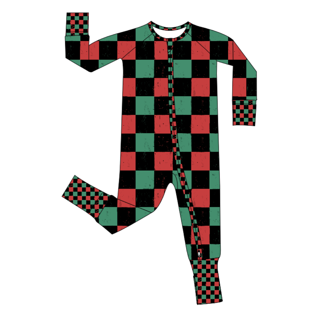 Christmas Check Zip Up Pajamas / PREORDER shipping Oct 26 - Nov 9