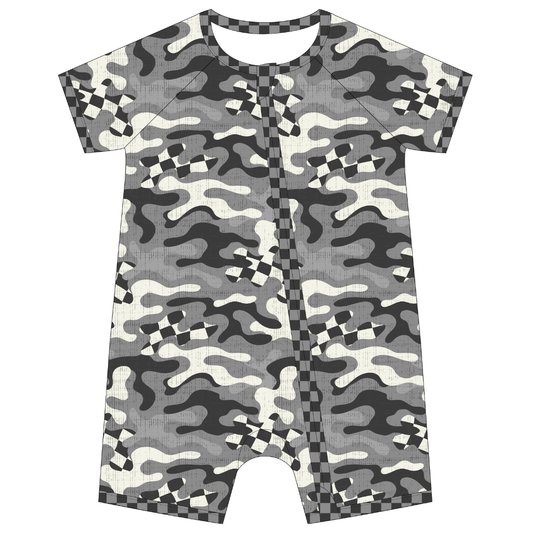Camo Gate Drop Shorty Zip Up Pajamas
