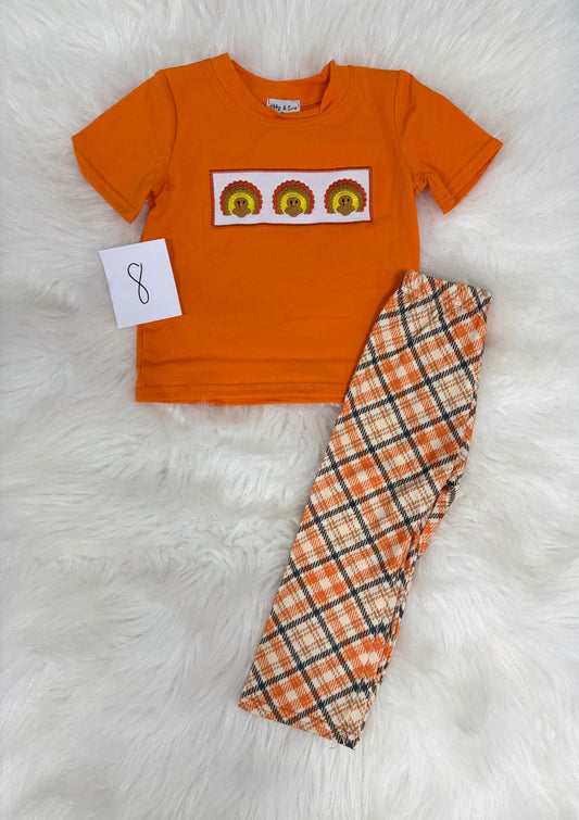 Orange Plaid Boy’s Fall Set (#8)