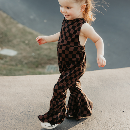 Muddy Checker Bell Bottom Jumpsuit