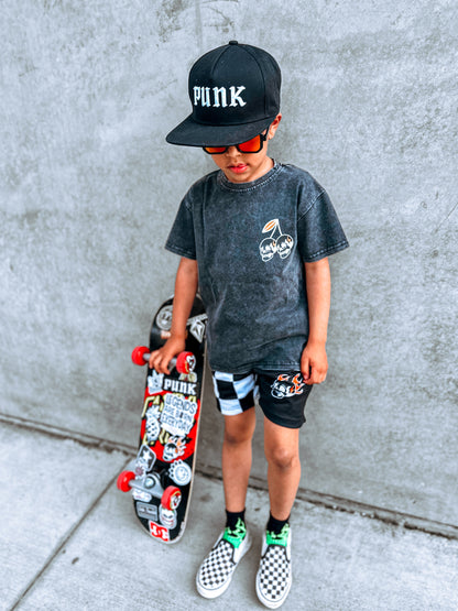 Cherry Skull Acid Wash Tee