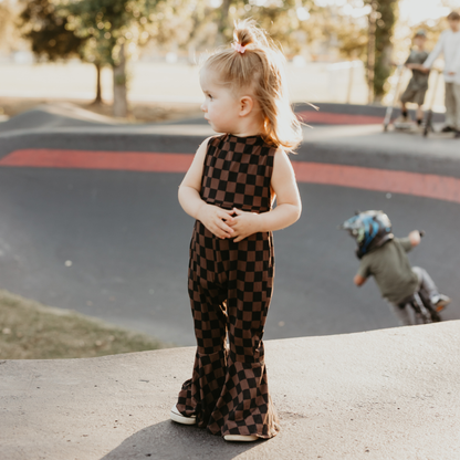Muddy Checker Bell Bottom Jumpsuit