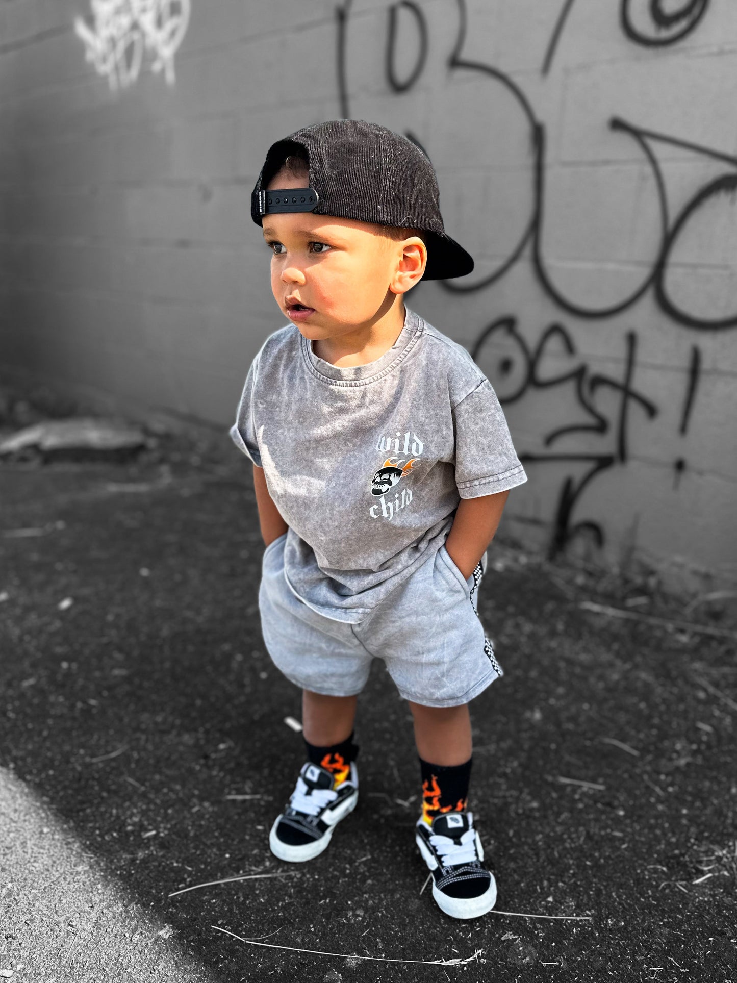 Grey Acid Wash Sweat Shorts