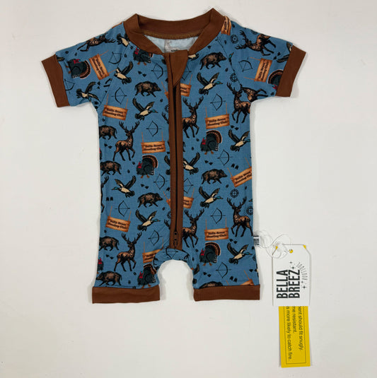 BLUE Bella-Breez Hunting Club Bamboo Shortie Romper