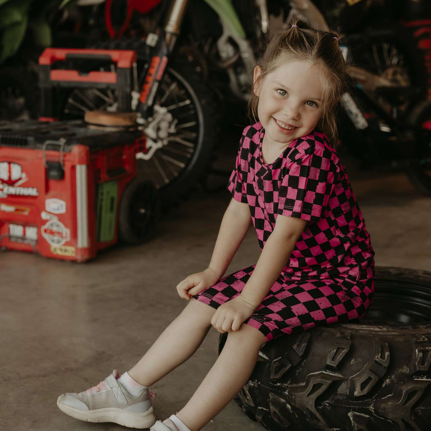 Pit Stop Pink 2 Piece Summer Pajamas