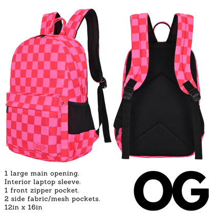 Speedy Pink Checker Backpacks