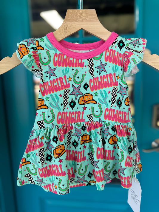 Neon Cowgirl Bamboo Skirted Romper