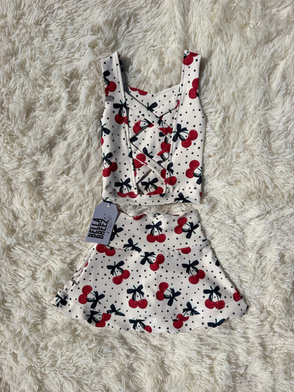 Cherry Kiss Yoga Skirt Set
