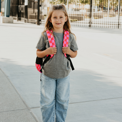 Speedy Pink Checker Backpacks