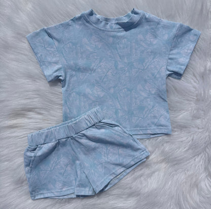 Blue camo short set