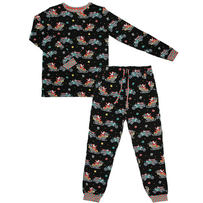Santas Speedy Sleigh Unisex Adult Pajamas / PREORDER shipping Oct 26 - Nov 9