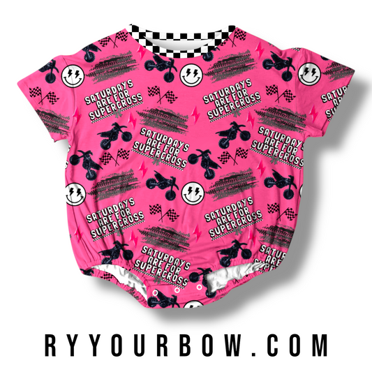Saturdays Are For Supercross Pink Tee Romper RTS