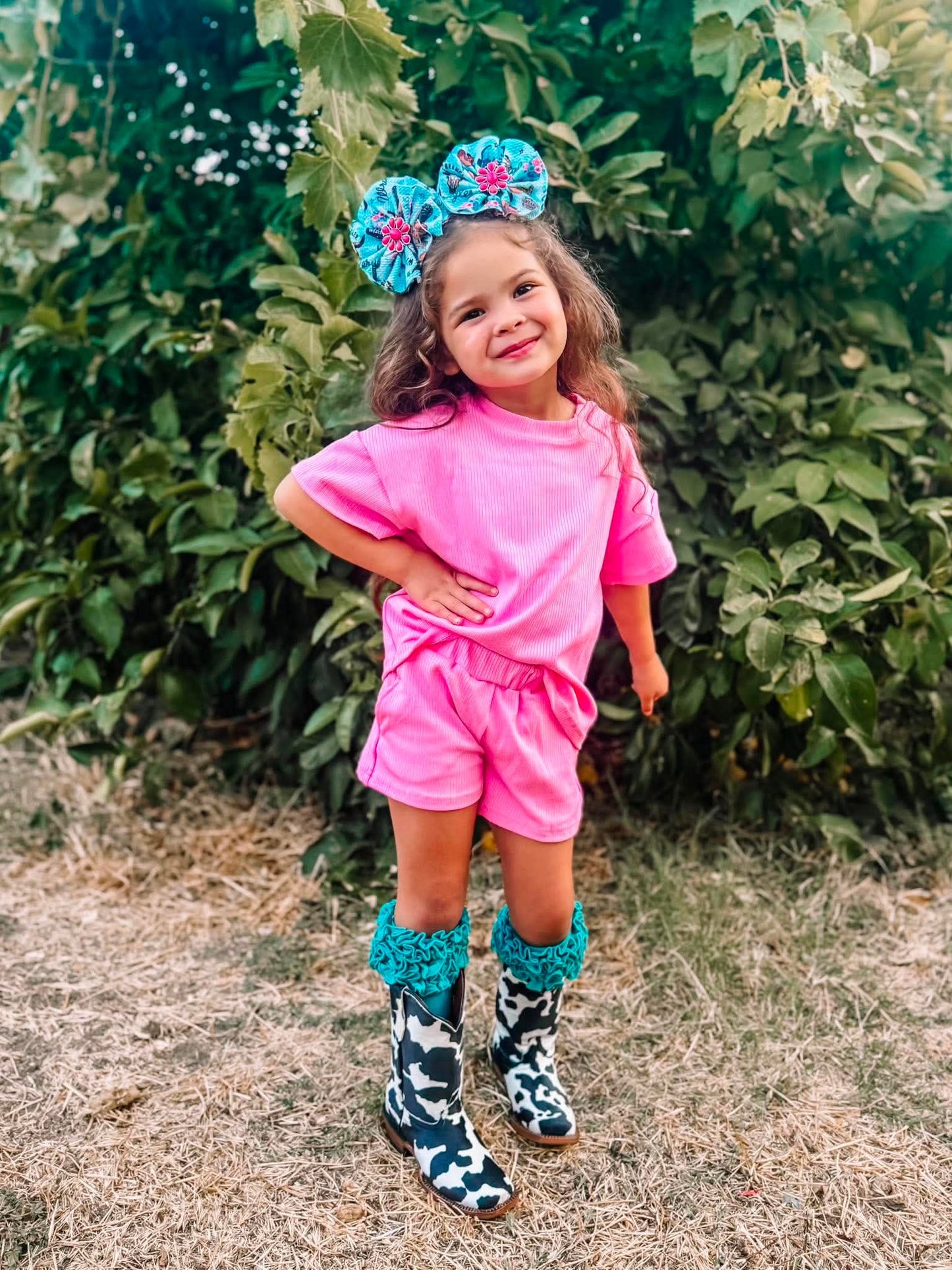Kids pink short set