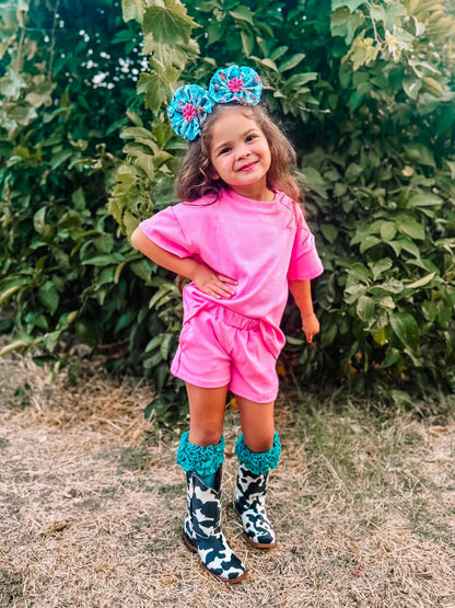 Kids pink short set