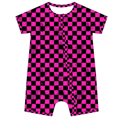 Pit Stop Pink Shorty Zip Up Pajamas