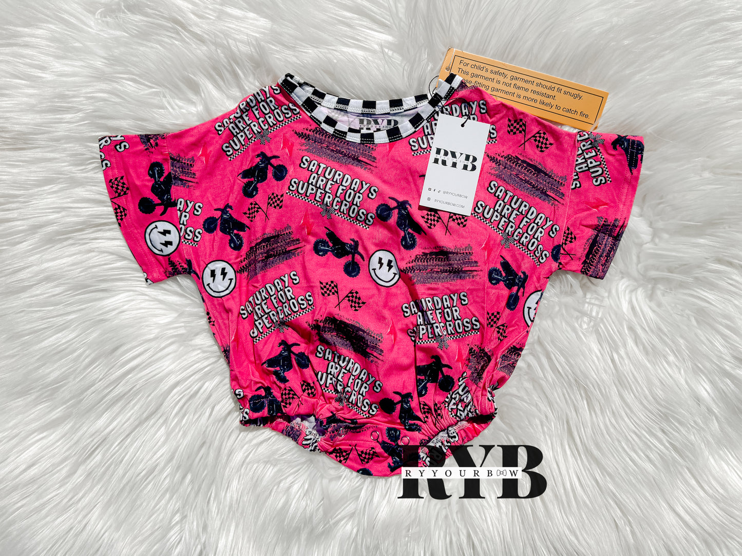 Saturdays Are For Supercross Pink Tee Romper RTS