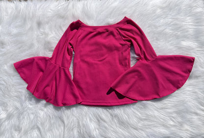 Dark Pink Bell Sleeve Leo/Top
