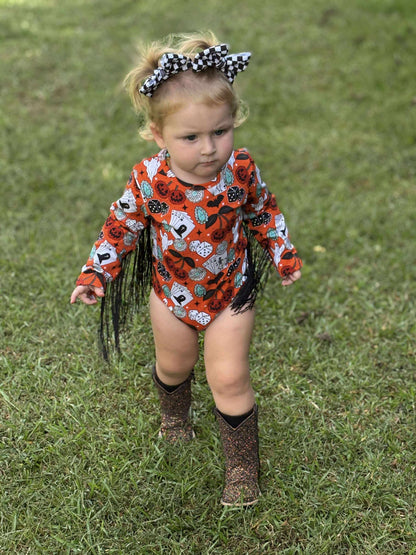 Haunted honky tonk fringe leo/top (FINAL SALE)