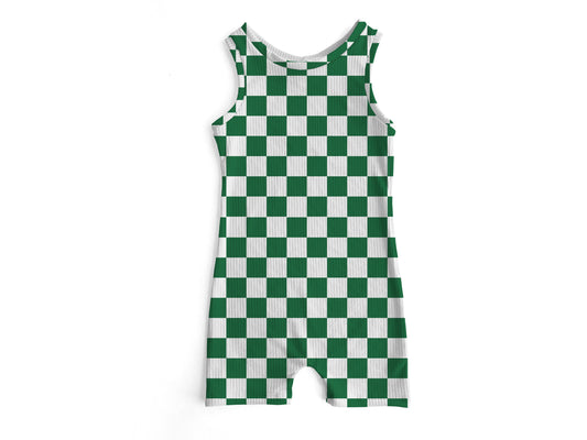 Check Green Ollie Romper