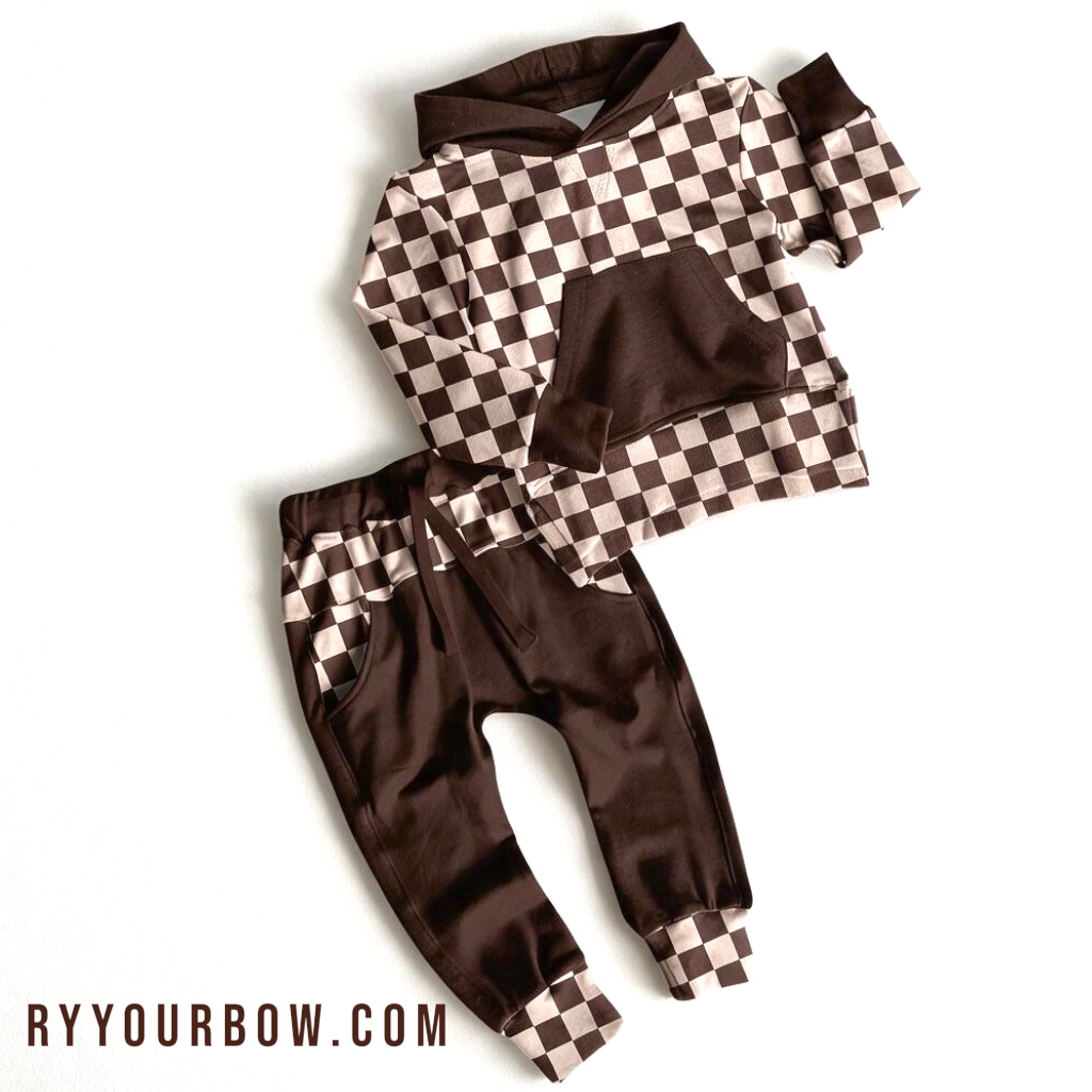 Mocha Check Sweatshirt Set Bamboo *PREORDER*