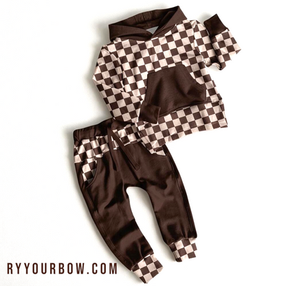 Mocha Check Sweatshirt Set Bamboo *PREORDER*