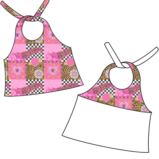 Speed Show Pink Print Halter Top