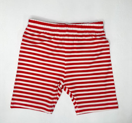 Red & White Striped Bamboo Biker Shorts