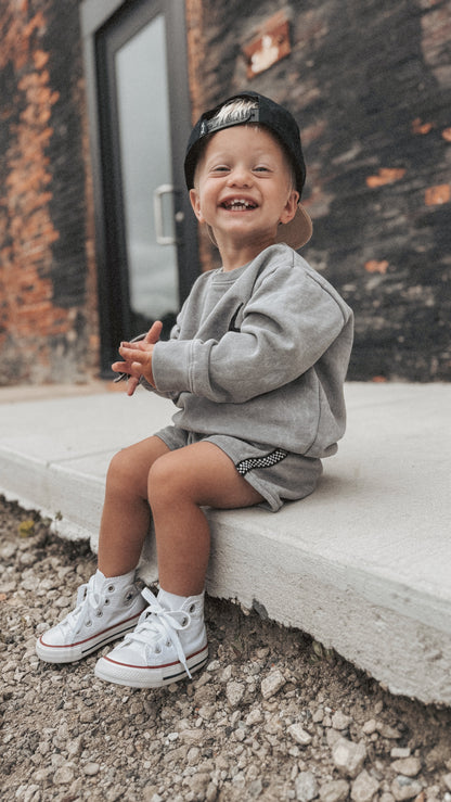 Grey Acid Wash Sweat Shorts
