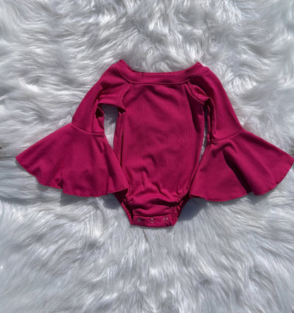 Dark Pink Bell Sleeve Leo/Top