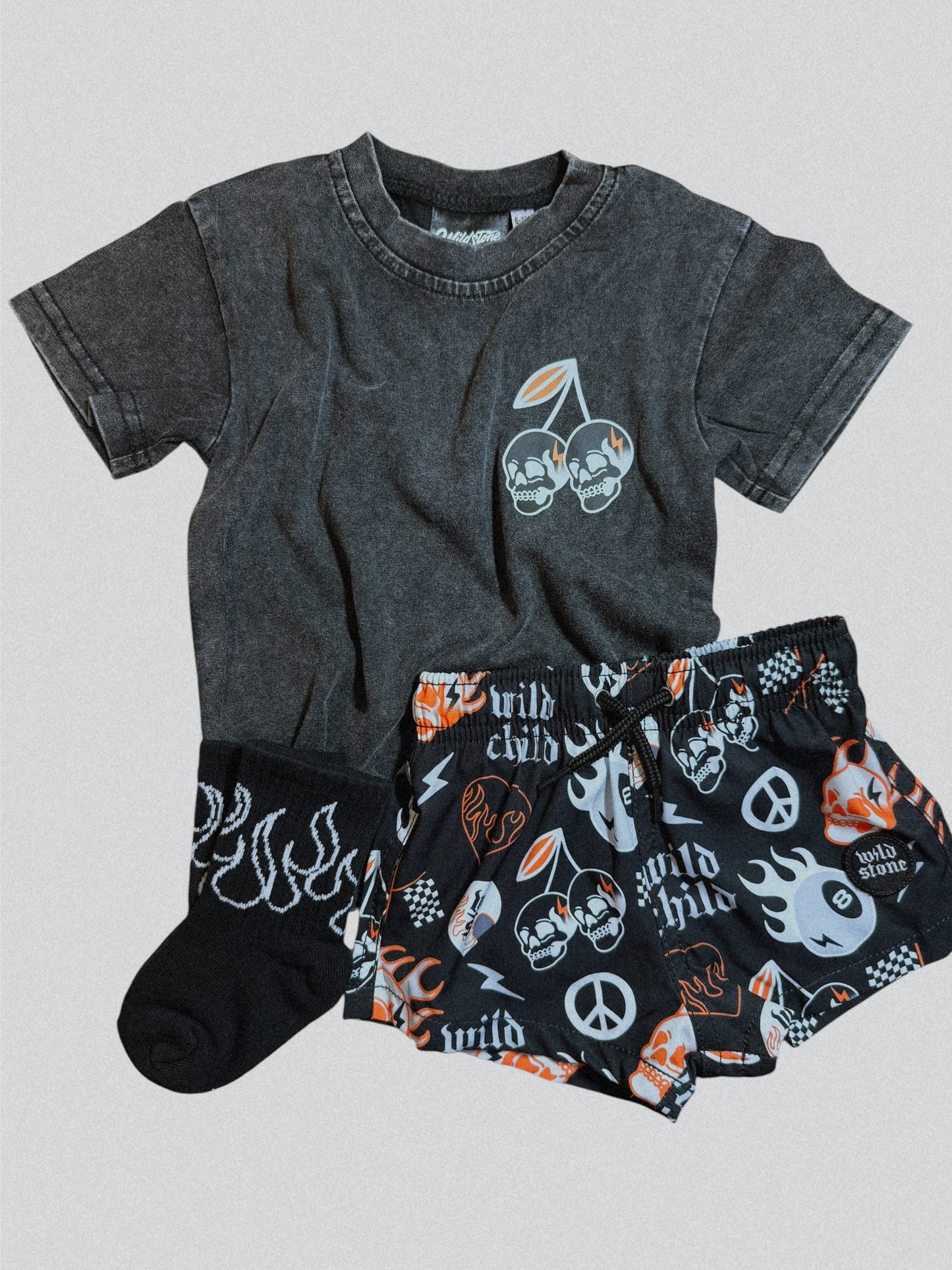 Cherry Skull Acid Wash Tee