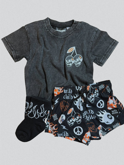 Cherry Skull Acid Wash Tee