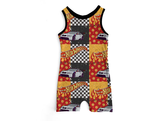 Speed Show Red Print Ollie Romper