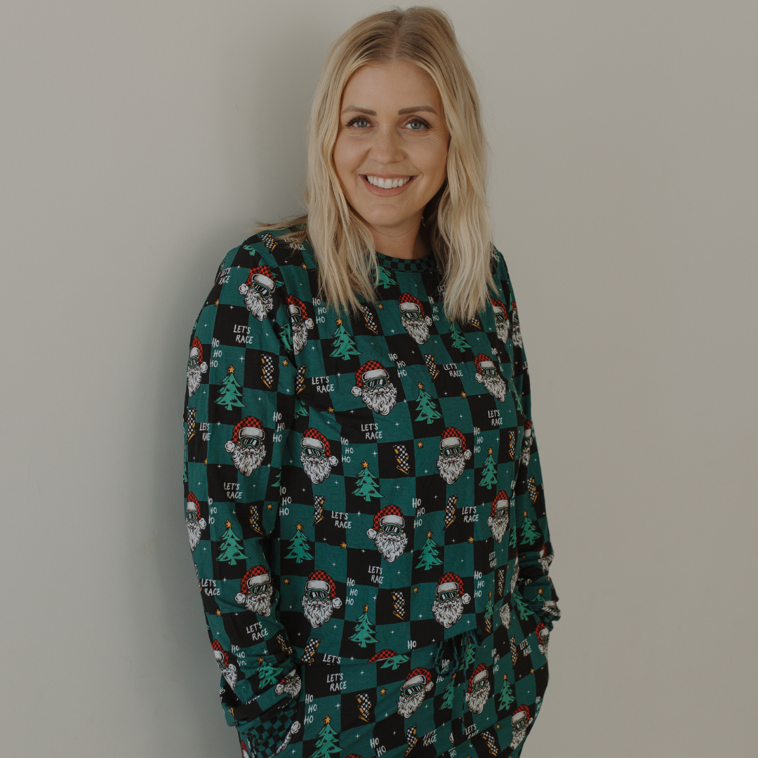 Let's Race Santa Unisex Adult Pajamas / PREORDER shipping Oct 26 - Nov 9