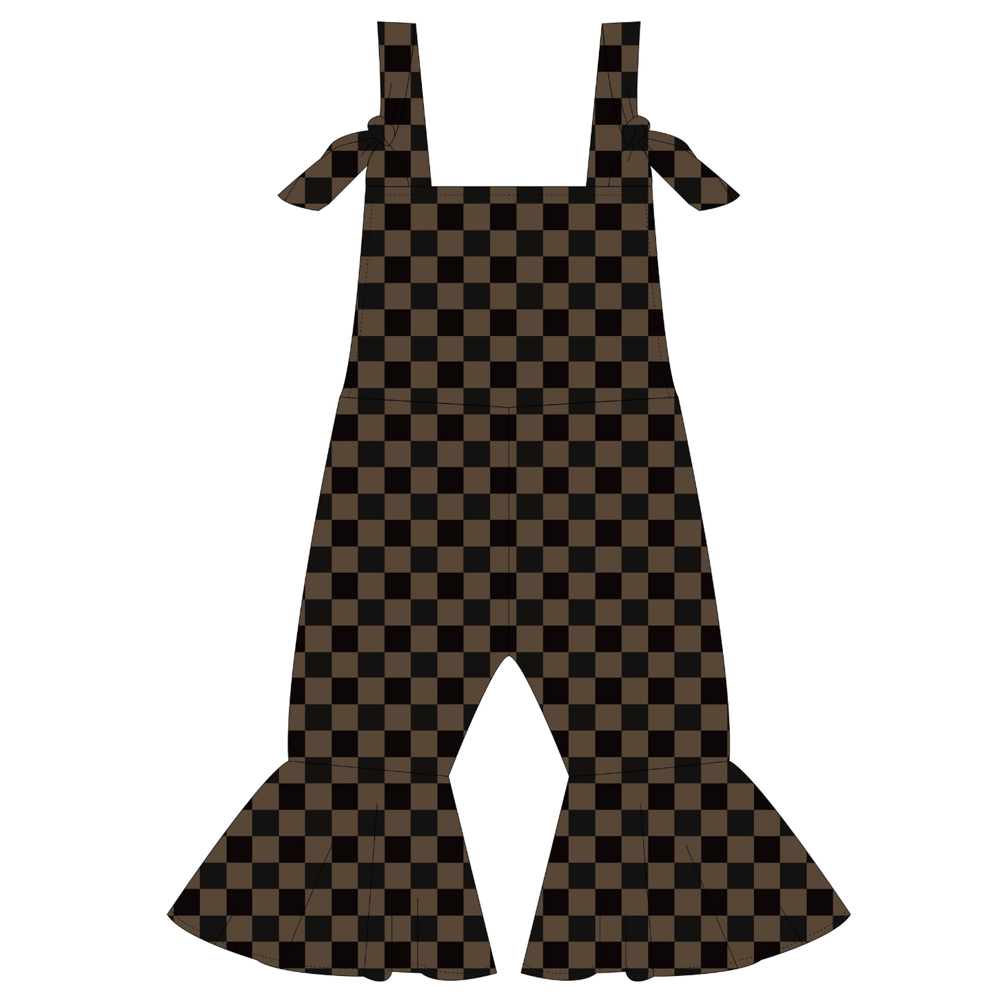 Muddy Checker Bell Bottom Jumpsuit